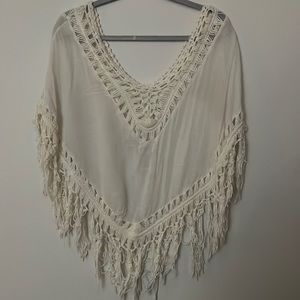 Cream knitted poncho